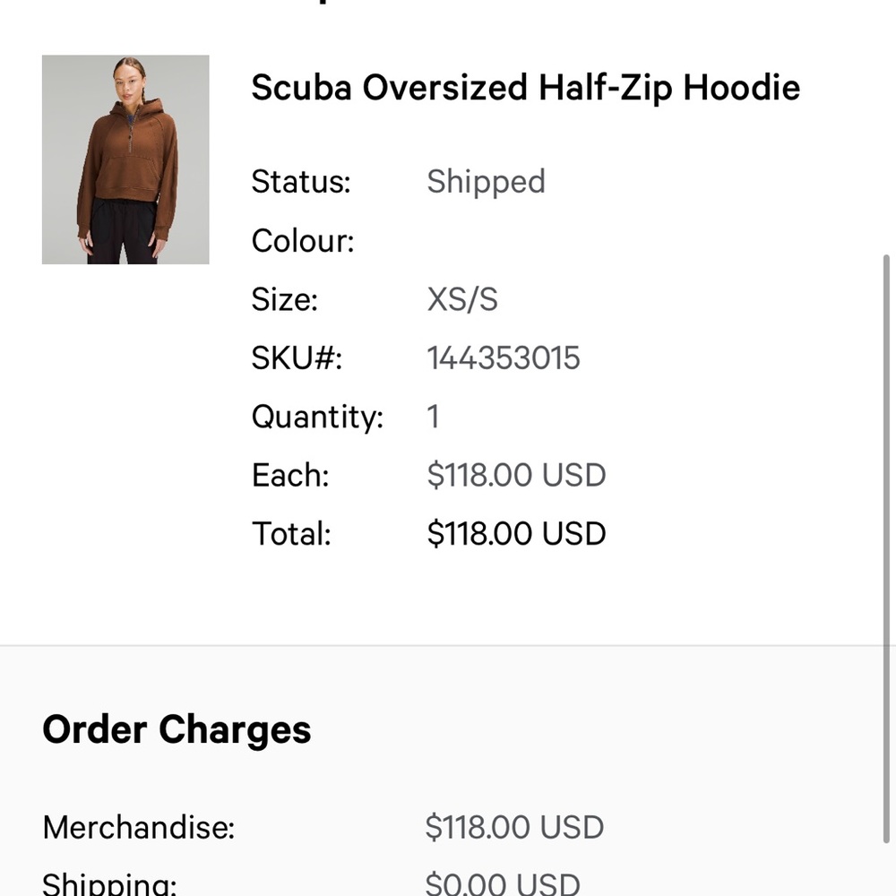 NWT Lululemon quarter zip scuba